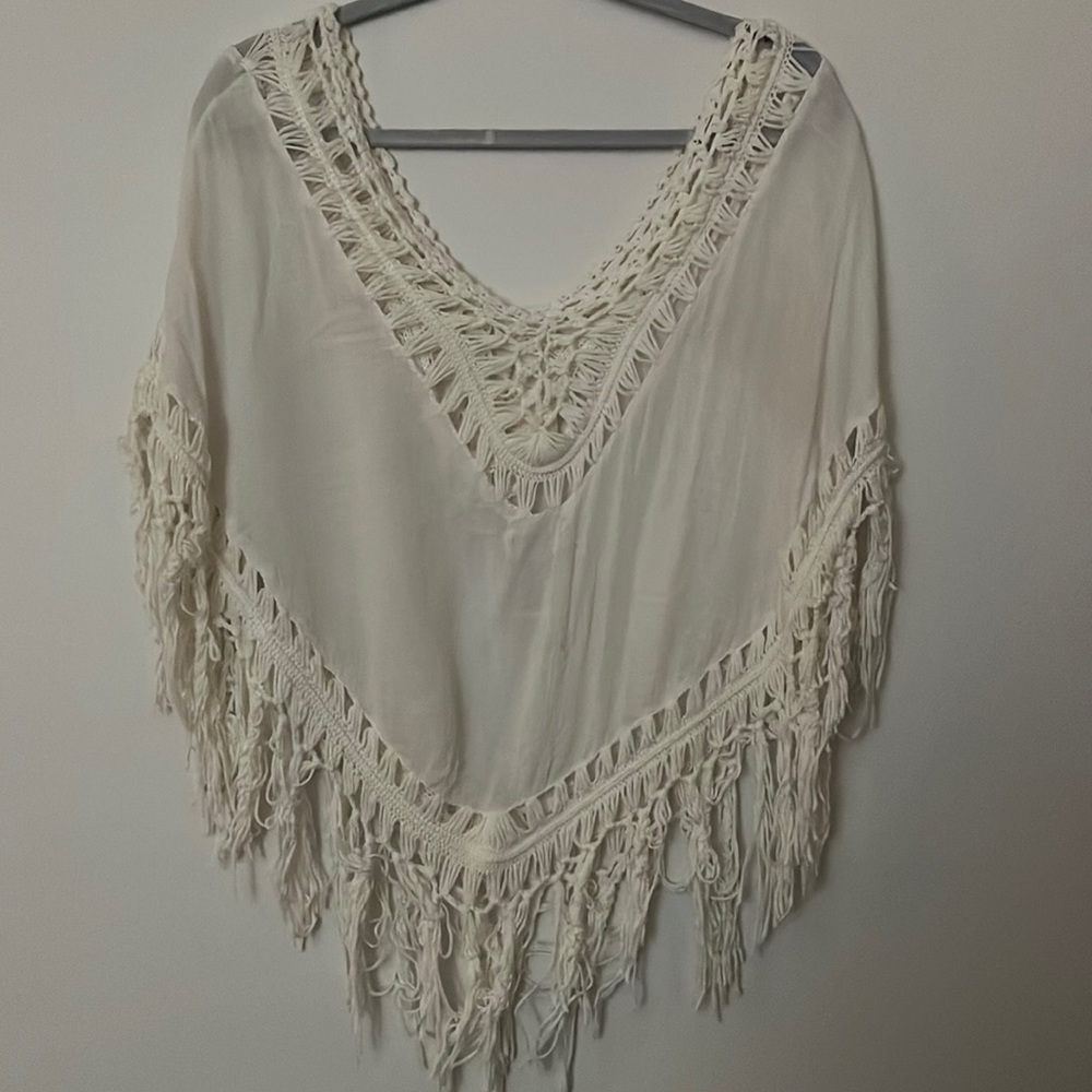 Cream knitted poncho